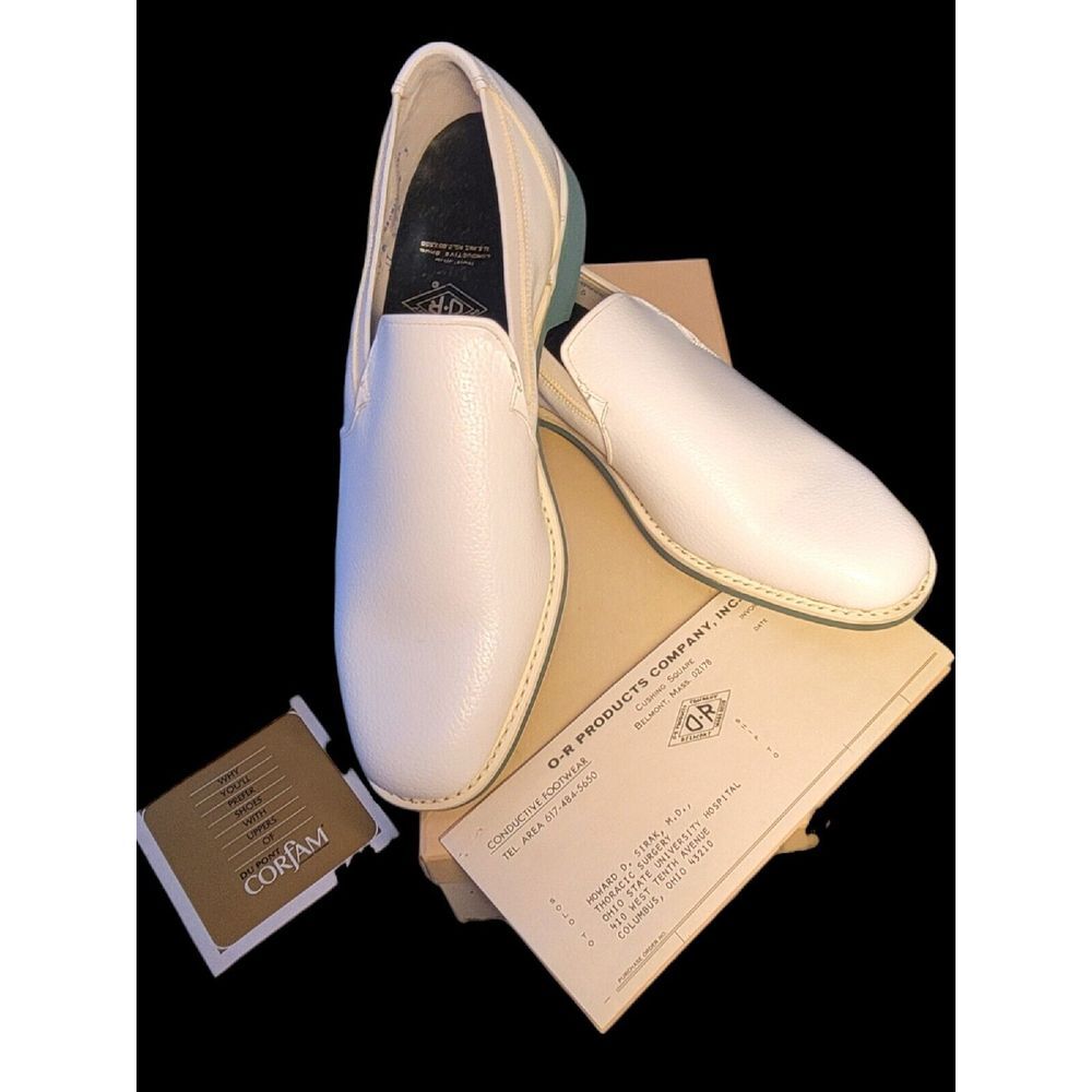 Vintage Mens O-R Surgical Loafers Shoes Conductive 10 A WHITE Steri-lectron